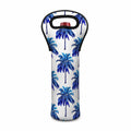 Blue Palm Tree Pattern Print Single Neoprene Wine Tote