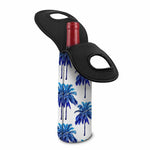 Blue Palm Tree Pattern Print Single Neoprene Wine Tote