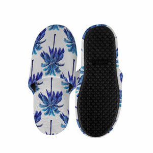 Blue Palm Tree Pattern Print Slippers