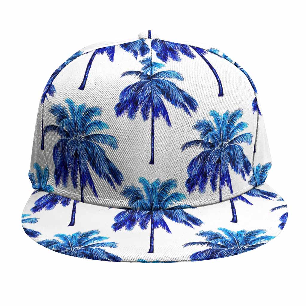 Blue Palm Tree Pattern Print Snapback Cap