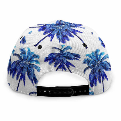 Blue Palm Tree Pattern Print Snapback Cap