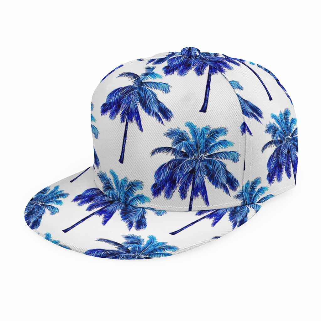 Blue Palm Tree Pattern Print Snapback Cap
