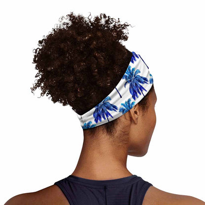 Blue Palm Tree Pattern Print Sports Headband