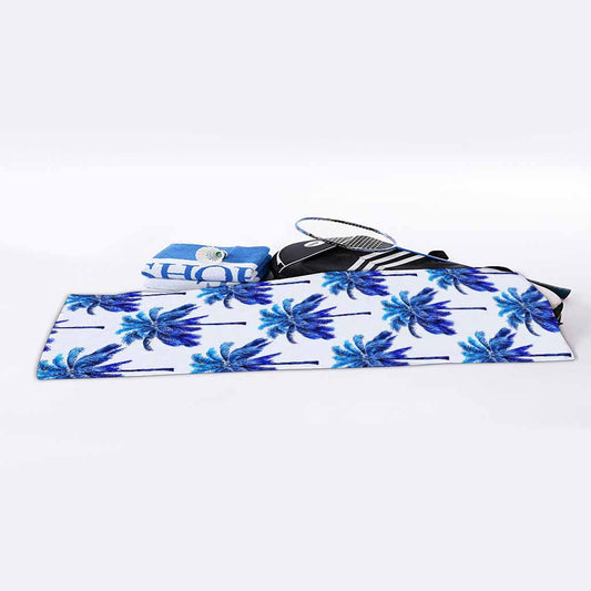 Blue Palm Tree Pattern Print Sports Towel