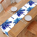 Blue Palm Tree Pattern Print Table Runner