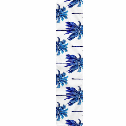 Blue Palm Tree Pattern Print Table Runner
