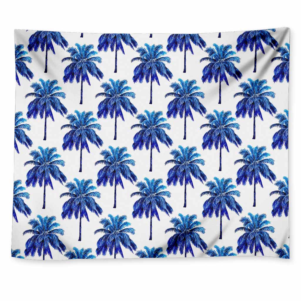 Blue Palm Tree Pattern Print Tapestry