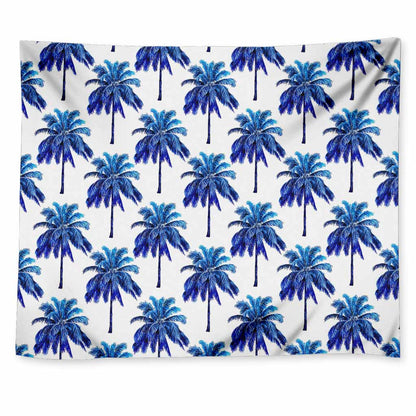 Blue Palm Tree Pattern Print Tapestry