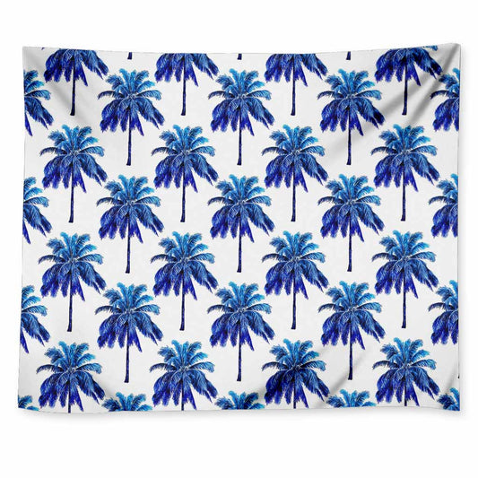 Blue Palm Tree Pattern Print Tapestry
