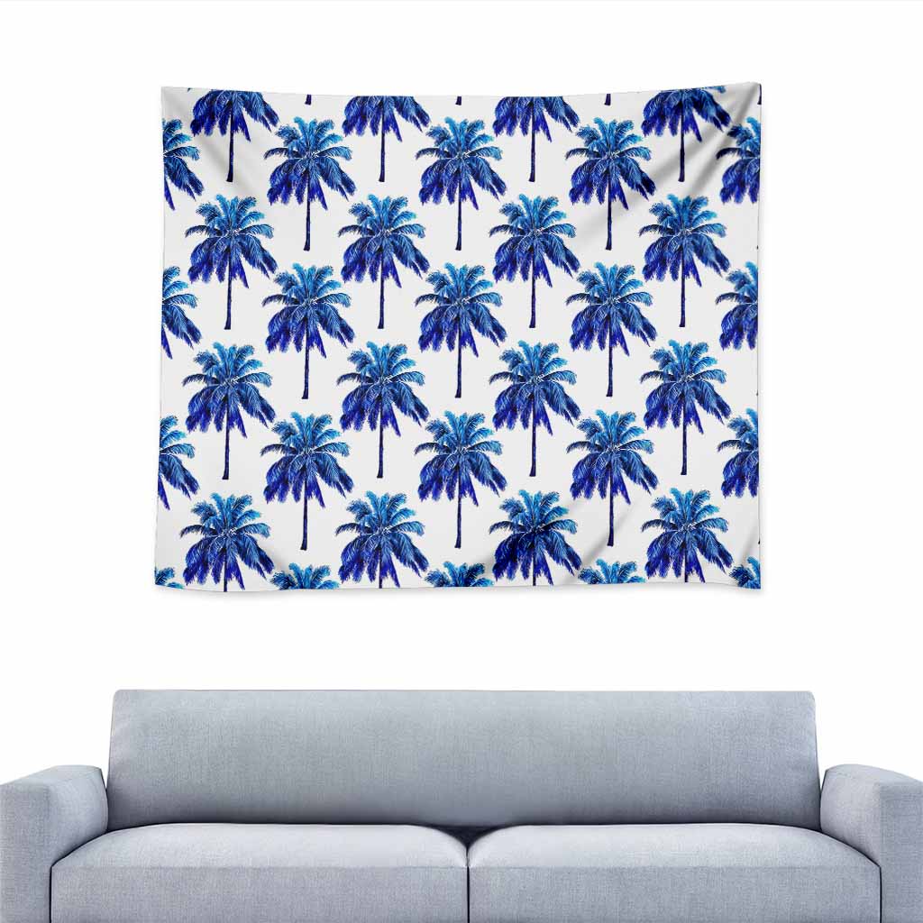 Blue Palm Tree Pattern Print Tapestry
