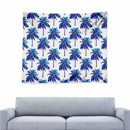 Blue Palm Tree Pattern Print Tapestry