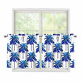 Blue Palm Tree Pattern Print Tier Curtains