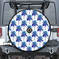 Blue Palm Tree Pattern Print Tire Cover With Camera Hole