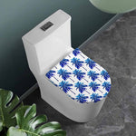 Blue Palm Tree Pattern Print Toilet Lid Cover