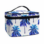 Blue Palm Tree Pattern Print Travel Makeup Bag