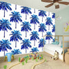 Blue Palm Tree Pattern Print Wall Sticker