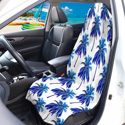 Blue Palm Tree Pattern Print Waterproof Car Seat Cover
