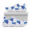 Blue Palm Tree Pattern Print White Running Shoes