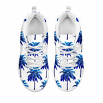 Blue Palm Tree Pattern Print White Running Shoes