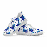 Blue Palm Tree Pattern Print White Running Shoes