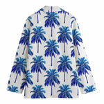 Blue Palm Tree Pattern Print Women's Blazer