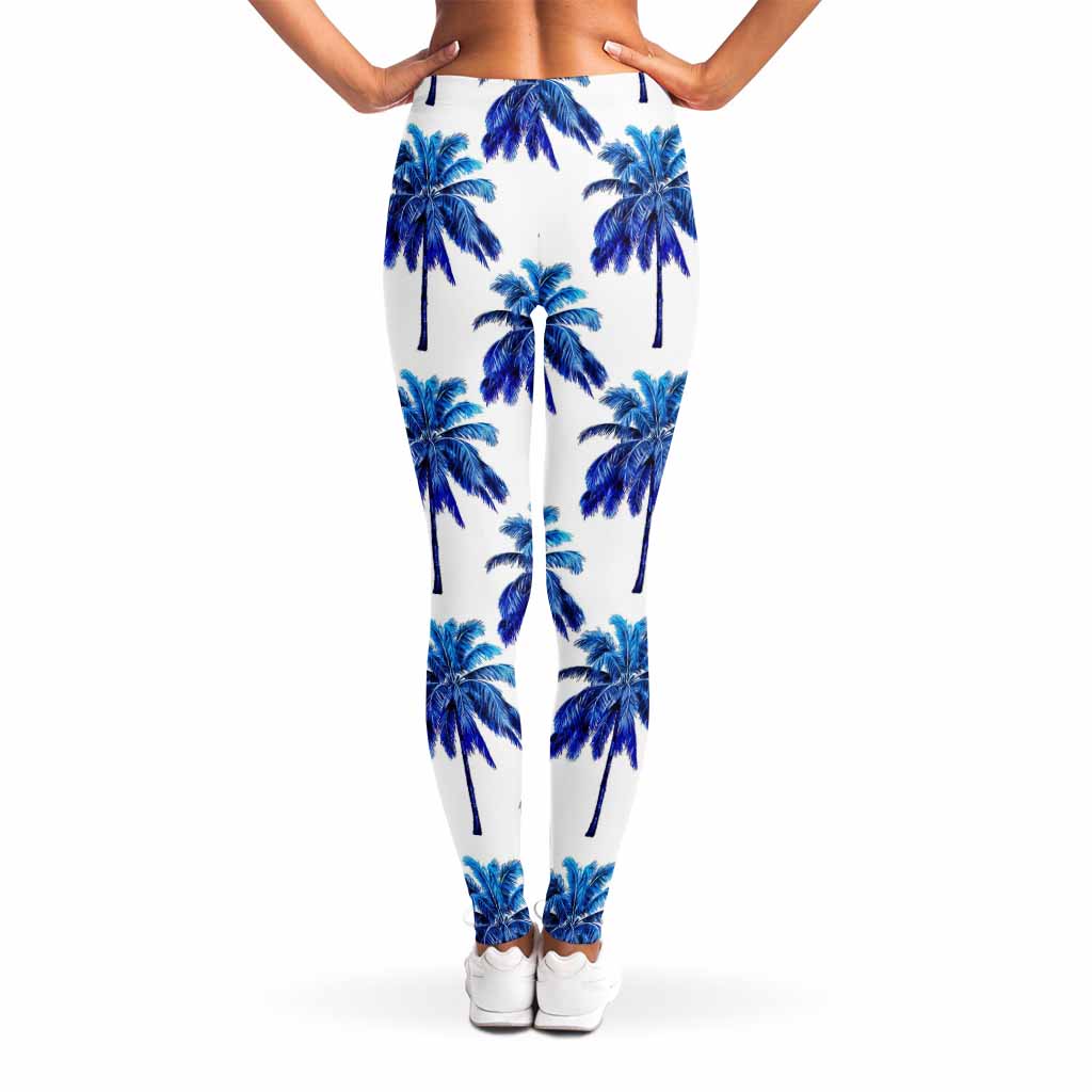 Blue Palm Tree Pattern Print Women's Leggings