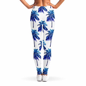 Blue Palm Tree Pattern Print Women's Leggings