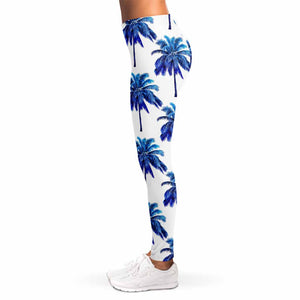 Blue Palm Tree Pattern Print Women's Leggings