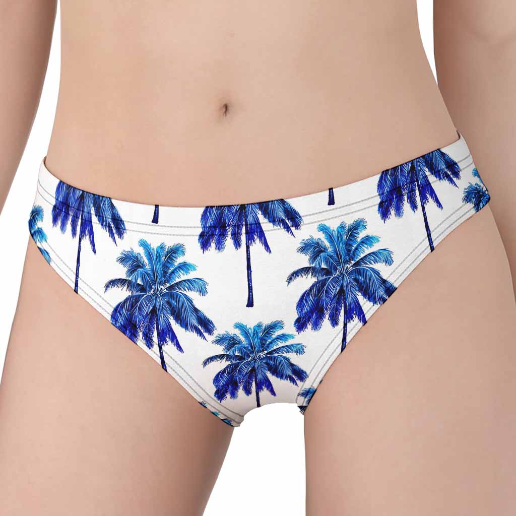 Blue Palm Tree Pattern Print Women's Panties