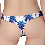 Blue Palm Tree Pattern Print Women's Thong