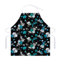 Blue Peony And Grey Rose Floral Print Adjustable Apron
