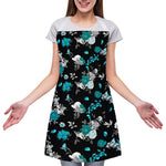 Blue Peony And Grey Rose Floral Print Adjustable Apron