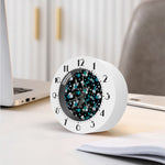 Blue Peony And Grey Rose Floral Print Alarm Clock