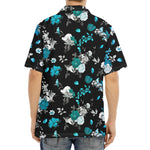 Blue Peony And Grey Rose Floral Print Aloha Shirt