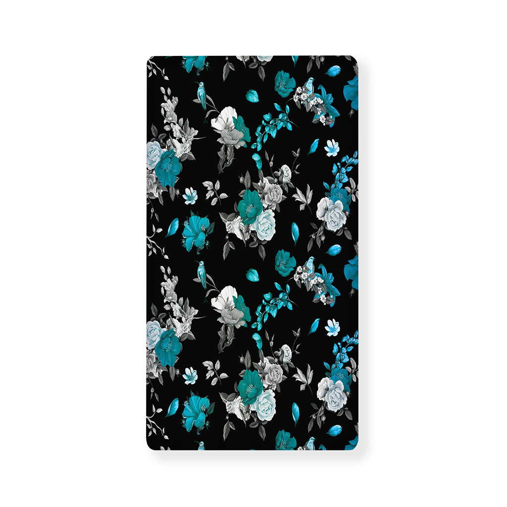 Blue Peony And Grey Rose Floral Print Baby Crib Sheet