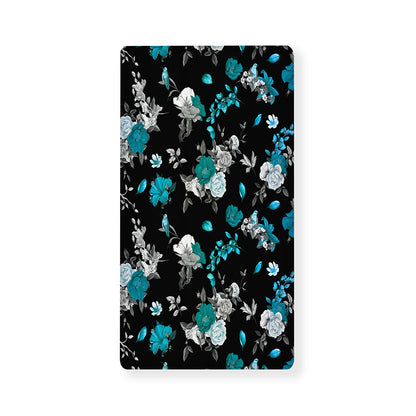 Blue Peony And Grey Rose Floral Print Baby Crib Sheet