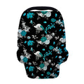 Blue Peony And Grey Rose Floral Print Baby Seat Cover