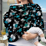 Blue Peony And Grey Rose Floral Print Baby Seat Cover