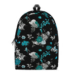 Blue Peony And Grey Rose Floral Print Backpack