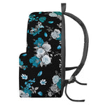 Blue Peony And Grey Rose Floral Print Backpack