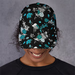 Blue Peony And Grey Rose Floral Print Baseball Cap