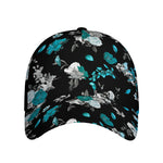 Blue Peony And Grey Rose Floral Print Baseball Cap