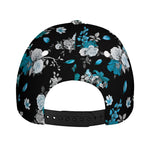 Blue Peony And Grey Rose Floral Print Baseball Cap