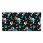 Blue Peony And Grey Rose Floral Print Beach Towel