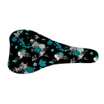 Blue Peony And Grey Rose Floral Print Bicycle Seat Cover
