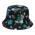 Blue Peony And Grey Rose Floral Print Bucket Hat