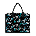 Blue Peony And Grey Rose Floral Print Canvas Tote Bag