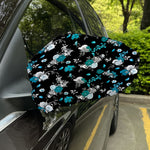 Blue Peony And Grey Rose Floral Print Car Side Mirror Covers