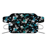 Blue Peony And Grey Rose Floral Print Car Windshield Snow Cover