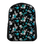 Blue Peony And Grey Rose Floral Print Casual Backpack